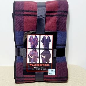 NWT Bordeaux Plaid Wrap Reversible and Weatherproof